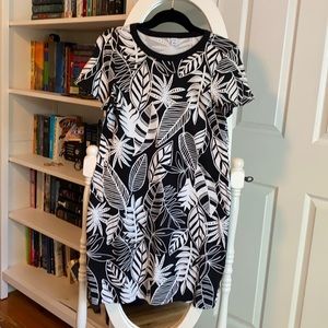 Old navy tropical print dress black and white size medium